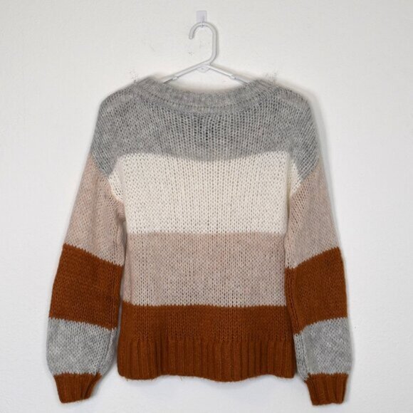 GAP Striped Sweater Sz S Alpaca Wool Colorblock Slouchy Neutral Minimalist - Picture 8 of 14
